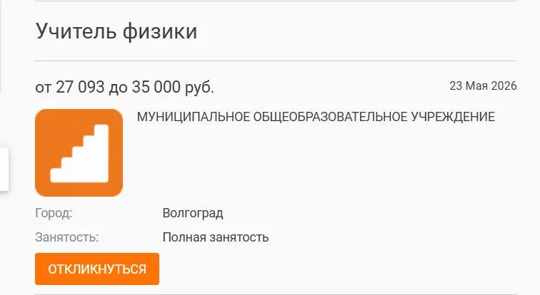 В школе №93 параллель 7–8 классов год преподавали физику другие учителя. Администрация искала кандидата через центр занятости и в вузах, но на ставку в 27 000 рублей желающих не нашлось; директор связывает проблему с низкими зарплатами педагогов.
