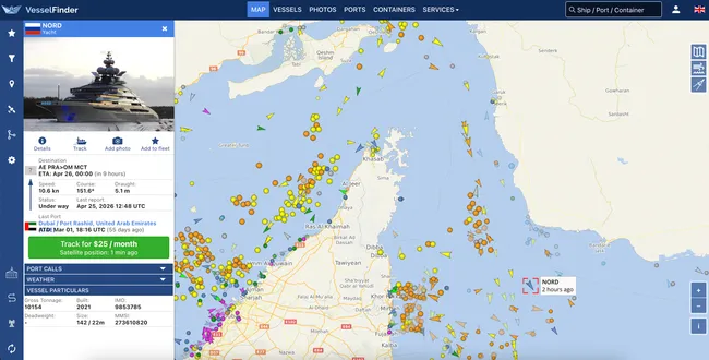142-метровая суперъяхта «Норд», принадлежащая миллиардеру Алексею Мордашову, пересекла Ормузский пролив, следуя из Дубая в Оман. В тот же период через пролив прошли несколько судов, находящихся под американскими санкциями, а также другие грузовые и пассажирские суда.