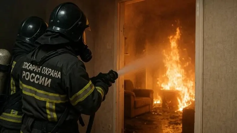 Пожар в&nbsp;Барнауле: пожарные эвакуировали человека через&nbsp;окно