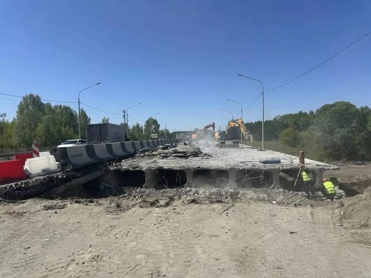 Ремонт моста через&nbsp;Лосиху под&nbsp;Барнаулом вызывает крупные пробки