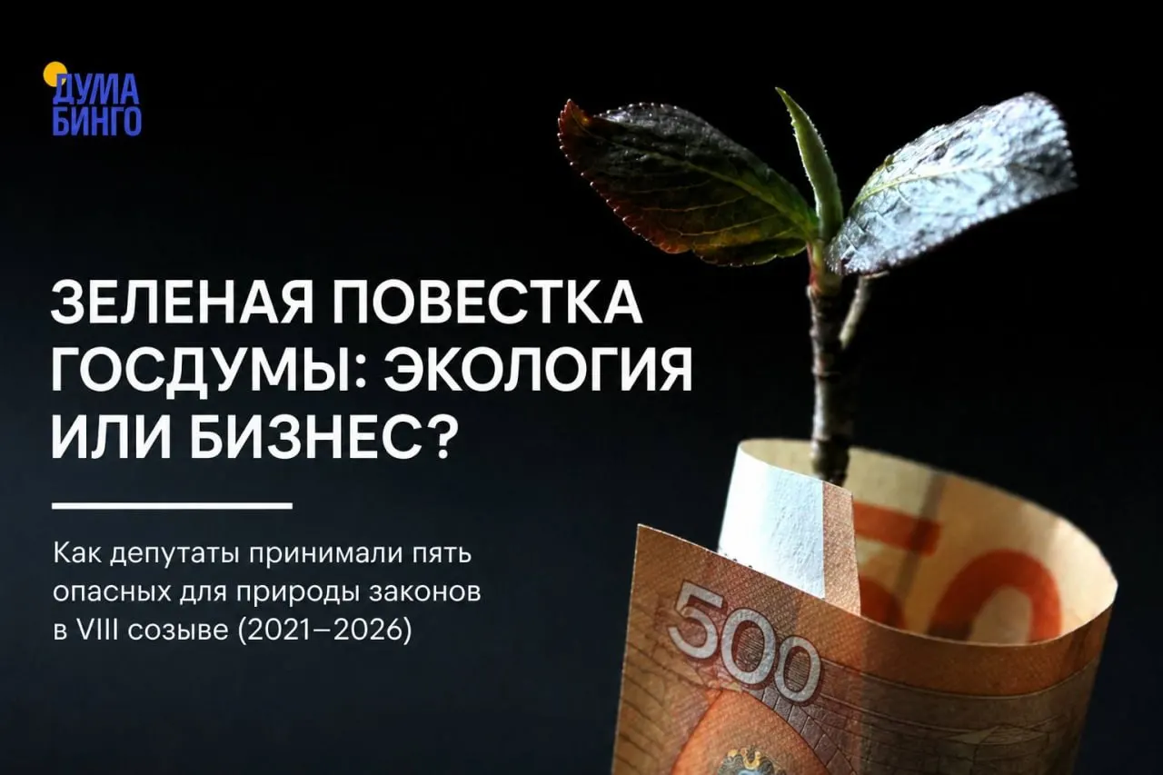 Анализ голосований за последние пять лет показывает: парламент одобряет инициативы, снижающие природоохранные стандарты — от ограничения общественной экспертизы до ослабления охраны Байкала и правил по редким видам.