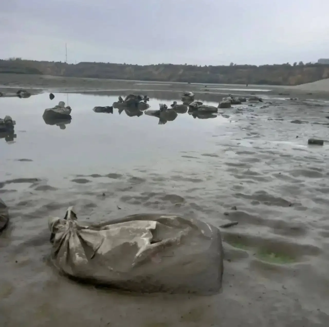 Барнаул. После окончания сезона на городском пляже остаются мешки в воде; активисты требуют оперативной уборки.